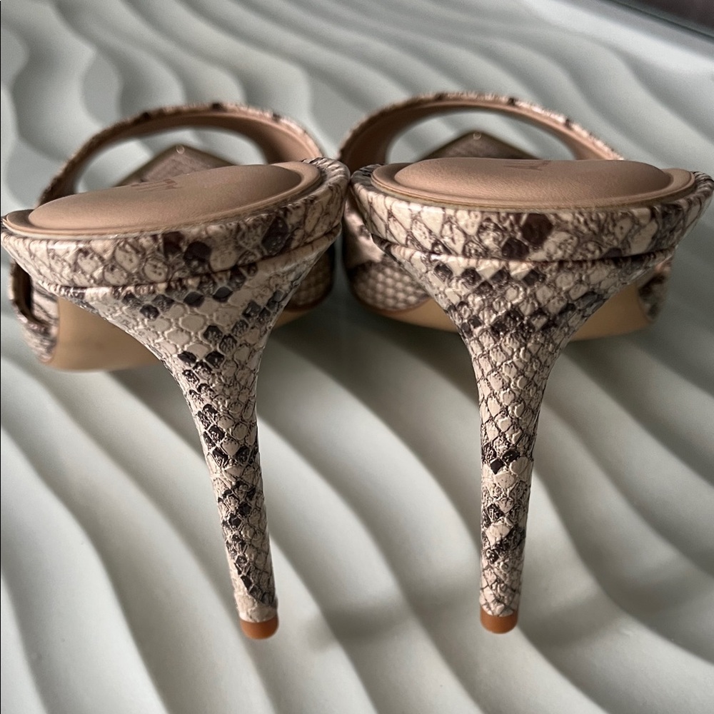 ALDO Brown Snake-Print Pointed Slide Mules - Picture 4 of 6